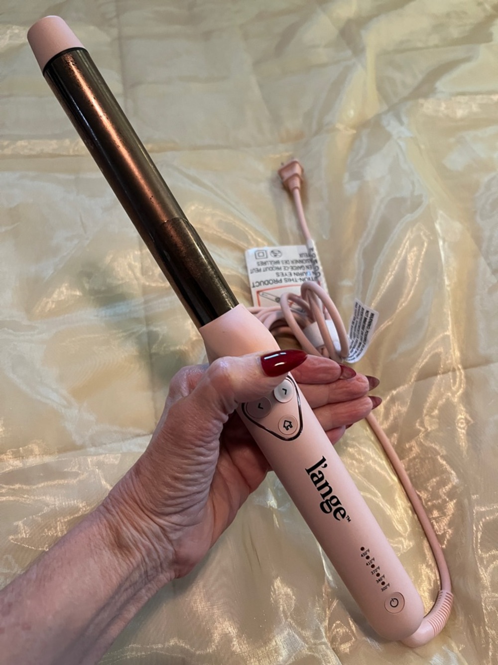 L’ange Curling Iron 25MM Titanium Rotating Curling Iron, Blush - Picture 3 of 11